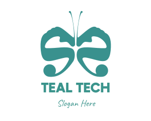 Teal - Teal Butterfly Wings logo design