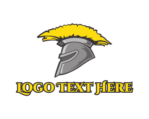 Medieval - Spartan Yellow Helmet logo design