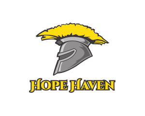 Knight - Spartan Yellow Helmet logo design