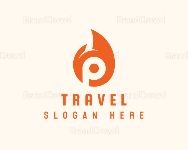 Orange Flame Letter P Logo