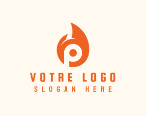 Orange Flame Letter P Logo