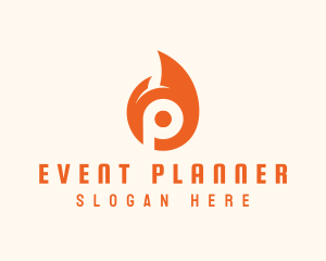 Orange Flame Letter P Logo