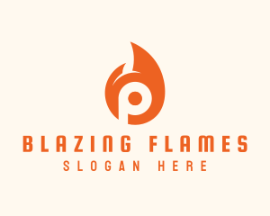 Inferno - Orange Flame Letter P logo design