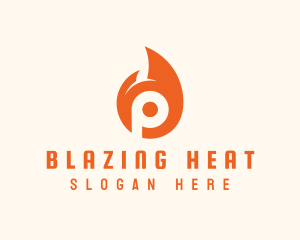 Flammable - Orange Flame Letter P logo design