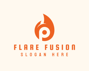 Flare - Orange Flame Letter P logo design