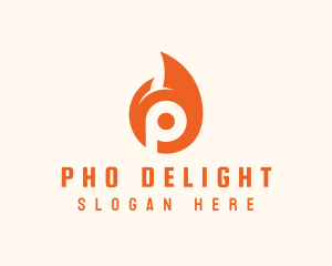 Orange Flame Letter P logo design