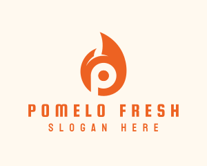 Orange Flame Letter P logo design