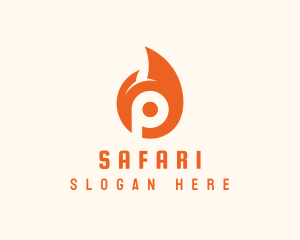 Blaze - Orange Flame Letter P logo design