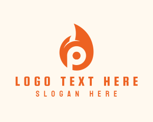 Orange Flame Letter P Logo