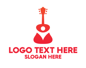 Country Music - Red Rose Guitar logo design