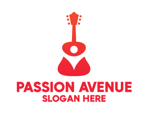 Passion - Red Rose Guitar logo design