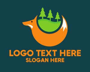 Ecology - Forest Fox Trees logo design