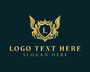 Gold - Pegasus Boutique Shield logo design