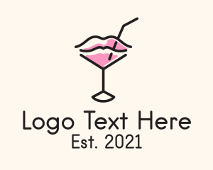 Makeup Artist - Wine Glass Lips logo design