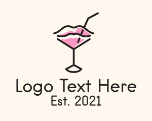 Drink - Wine Glass Lips logo design