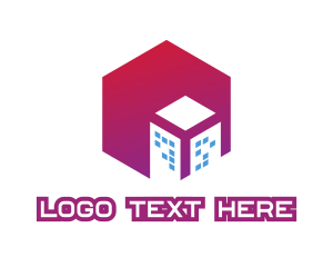 Cube - Gradient Polygon Building logo design