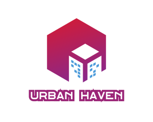 Gradient Polygon Building logo design