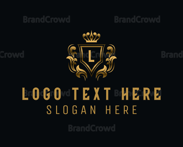 Metallic Shield Crown Crest Logo