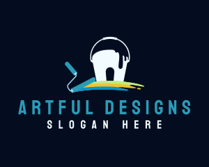 Bucket Paint Roller logo design