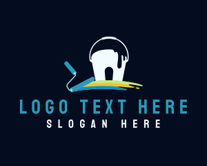 Color - Bucket Paint Roller logo design