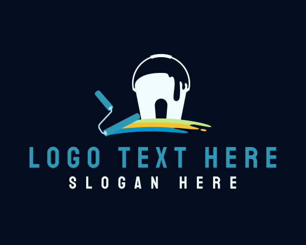 Refurbish - Bucket Paint Roller logo design