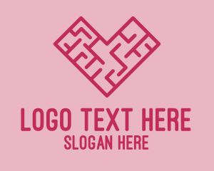 Online Relationship - Heart Love Maze logo design