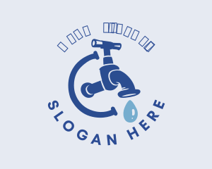Drainage - Plumbing Blue Faucet logo design