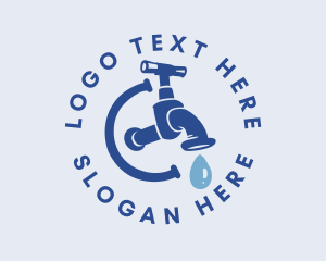 Drain - Plumbing Blue Faucet logo design