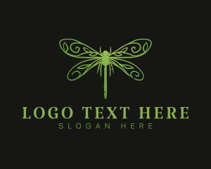 Retro - Dragonfly Insect Wings logo design