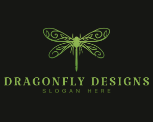 Dragonfly Insect Wings logo design