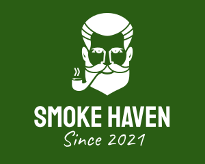 Hipster Smoking Pipe logo design