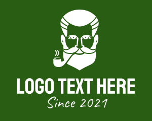 Mustache - Hipster Smoking Pipe logo design