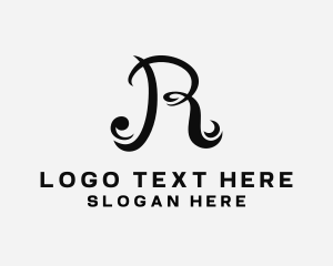 Letter R - Swirly Swoosh Cursive logo design
