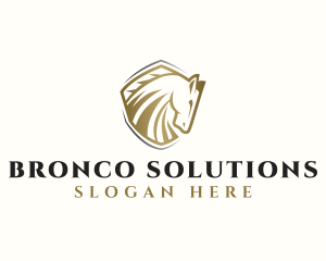 Bronco - Shield Horse Stallion logo design