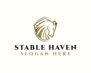 Shield Horse Stallion logo design