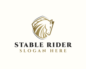 Shield Horse Stallion logo design