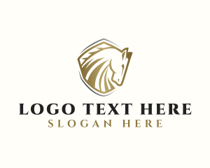 Horse Rider - Shield Horse Stallion logo design