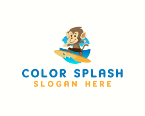 Monkey Water Surfer logo design