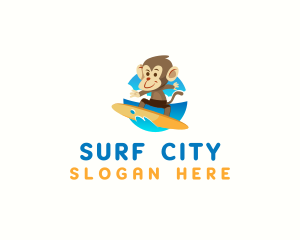 Monkey Water Surfer logo design