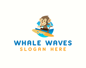 Monkey Water Surfer logo design