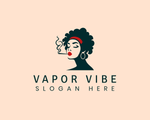 Smoking Female Adult logo design