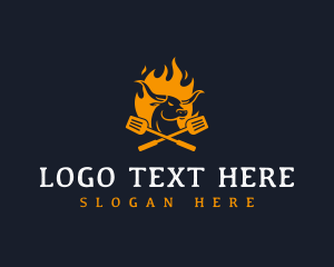 Roasted - Flaming Grill Steakhouse logo design