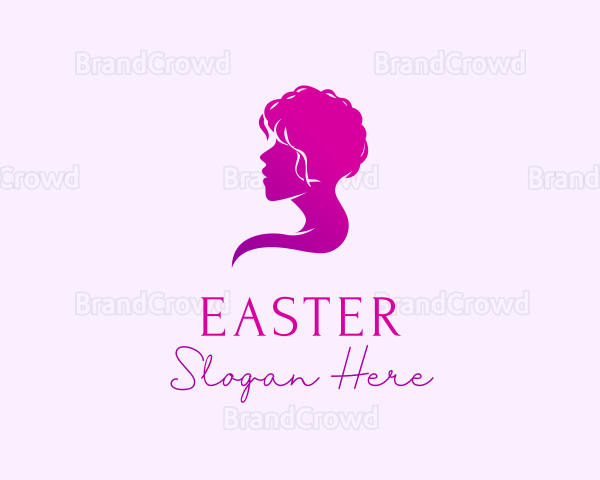 Female Curly Hair Logo