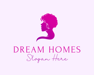 Female Curly Hair Logo