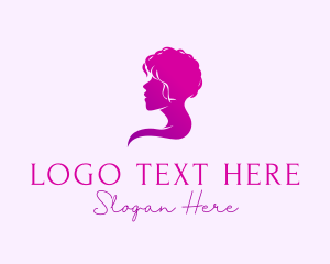 Female Curly Hair Logo