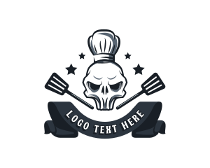 Hat - Skull Chef Spatula logo design