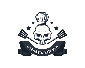 Skull Chef Spatula logo design