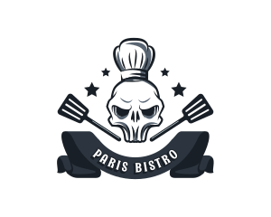 Skull Chef Spatula logo design