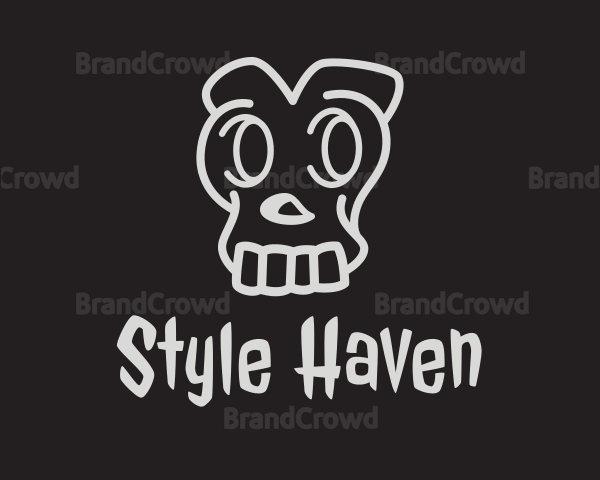 Gray Skull Cartoon Logo