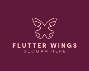 Minimalist Pink Butterfly logo design